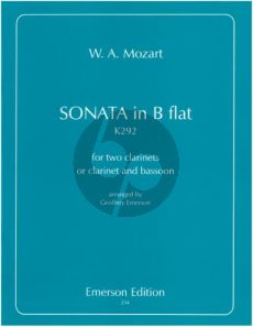 Mozart Sonata B-flat KV 292 2 Clarinets (transcr. Geoffrey Emerson)