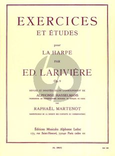 Lariviere Exercises et Etudes Op. 9 Harpe (Martenot-Hasselmans)
