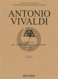 Vivaldi Concerto E-flat major RV 259 (Op.VI/2) Violin-Strings-Bc Score (edited by Alessandro Borin)