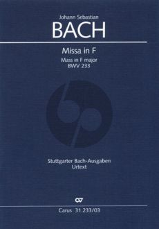 Bach Messe F-dur BWV 233 SAB soli-SATB-Orch. Vocal Score