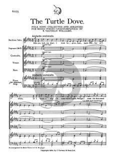 Vaughan Williams The Turtle Dove Bariton Solo and SSATB Choir with Piano