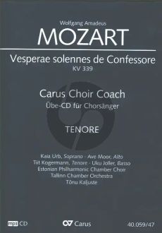 Mozart Vesperae Solennis de Confessore KV 339 Tenor Chorstimme MP3-CD (Carus Choir Coach)